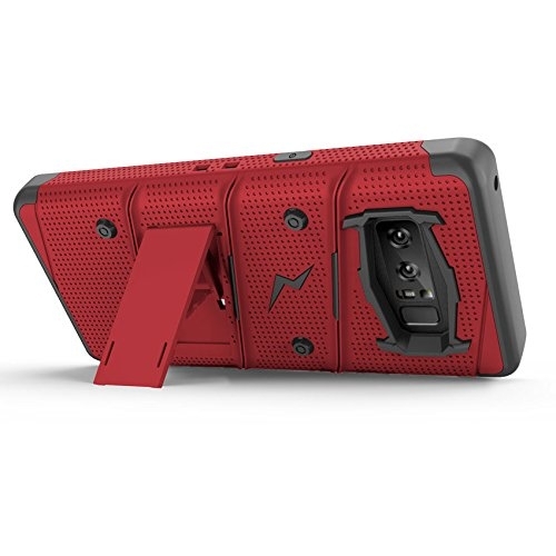 Zizo Samsung Galaxy Note 8 Bolt Serisi Kickstand Klf (MIL-STD-810G)-Red Black
