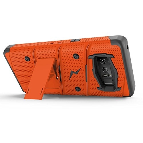 Zizo Samsung Galaxy Note 8 Bolt Serisi Kickstand Klf (MIL-STD-810G)- Orange Black
