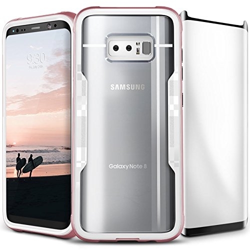 Zizo Samsung Galaxy Note 8 Shock 2.0 Serisi Bumper Klf (MIL-STD-810G)-Rose Gold White