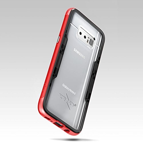 Zizo Samsung Galaxy Note 8 Shock 2.0 Serisi Bumper Klf (MIL-STD-810G)-Red Black