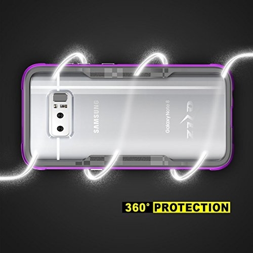 Zizo Samsung Galaxy Note 8 Shock 2.0 Serisi Bumper Klf (MIL-STD-810G)-Purple Gray