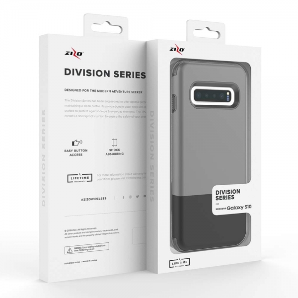 Zizo Galaxy S10 Plus Division Serisi Klf (MIL-STD-810G)-Gray