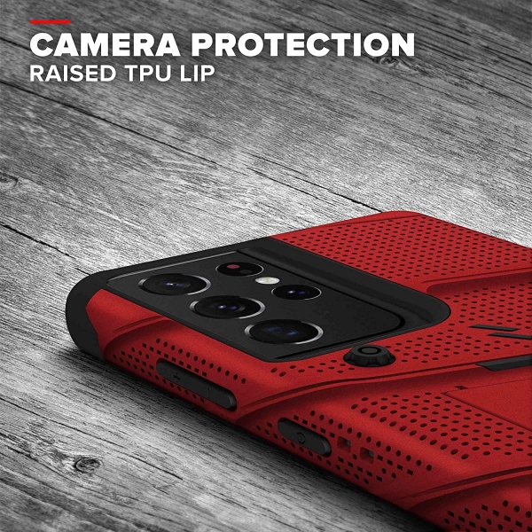 Zizo Samsung Galaxy S21 Plus Bolt Serisi Klf (MIL-STD-810G)-Red