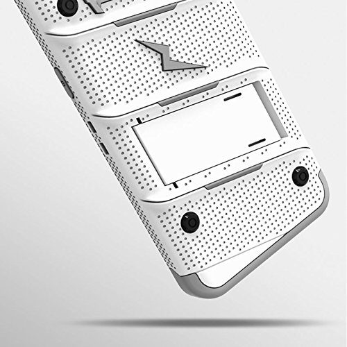 Zizo Samsung Galaxy S8 Bolt Seri Kemer Klipsli Klf ve Ekran Koruyucu (MIL-STD-810G)-White Gray