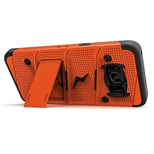 Zizo Samsung Galaxy S8 Bolt Seri Kemer Klipsli Klf ve Ekran Koruyucu (MIL-STD-810G)-Orange Black