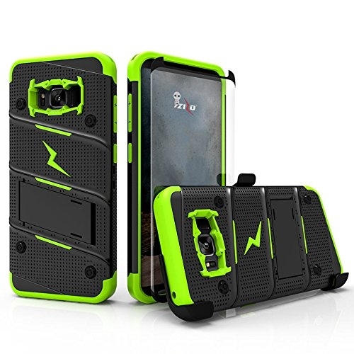 Zizo Samsung Galaxy S8 Plus Bolt Serisi Klf-Black Neon Green