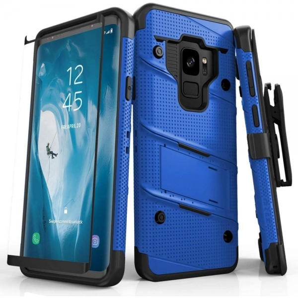 Zizo Samsung Galaxy S9 Bolt Seri Klf (MIL-STD-810G)- Black-Blue