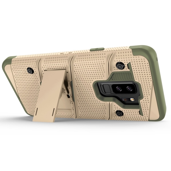 Zizo Samsung Galaxy S9 Plus Bolt Seri Klf (MIL-STD-810G)-Desert Tan Camo Green