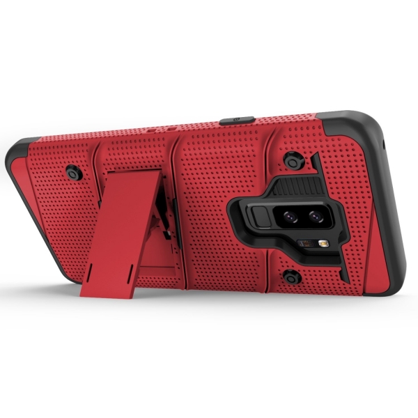 Zizo Samsung Galaxy S9 Plus Bolt Seri Klf (MIL-STD-810G)-Red Black