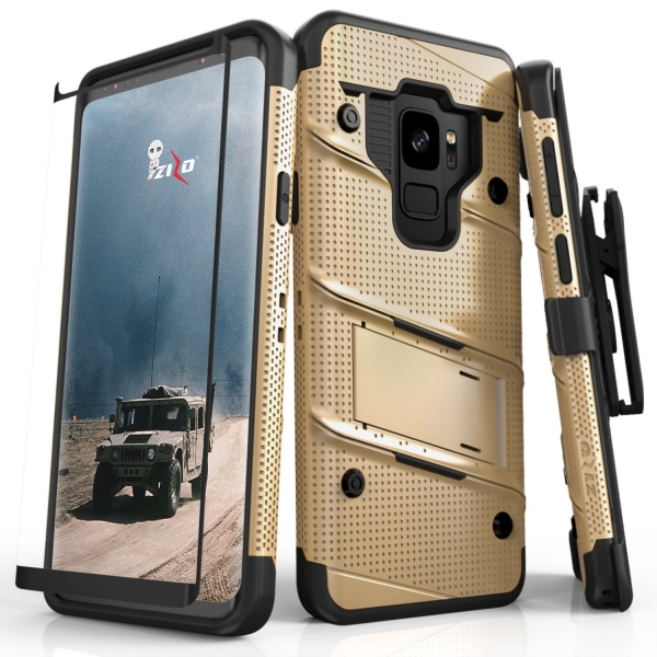 Zizo Samsung Galaxy S9 Plus Bolt Seri Klf (MIL-STD-810G)-Gold Black