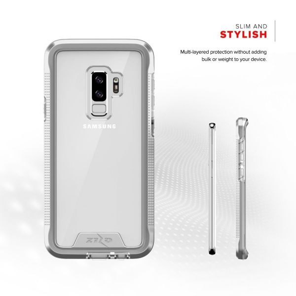 Zizo Samsung Galaxy S9 Plus ION K�l�f (MIL-STD-810G)-Silver Clear  