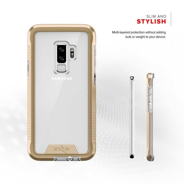 Zizo Samsung Galaxy S9 Plus ION K�l�f (MIL-STD-810G)- Gold Clear