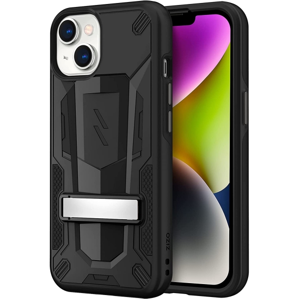 Zizo iPhone 14 Transform Serisi Kickstand Klf (MIL-STD 810G)-Black/Black