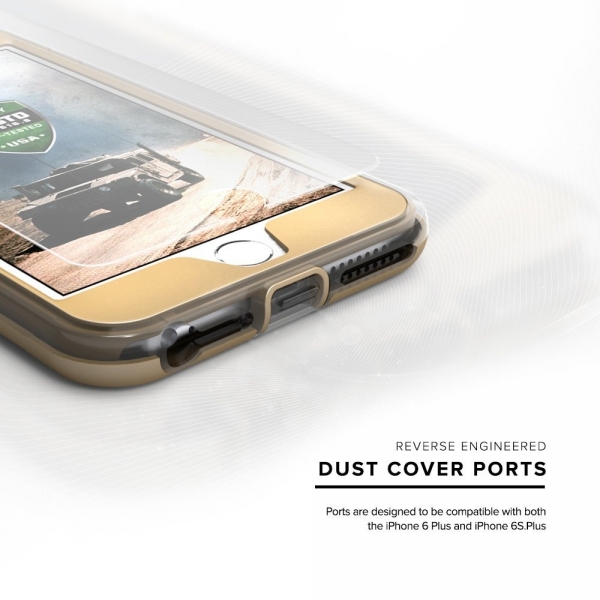 Zizo iPhone 8 Plus ION Seri Klf (MIL-STD-810G)-Gold-Clear