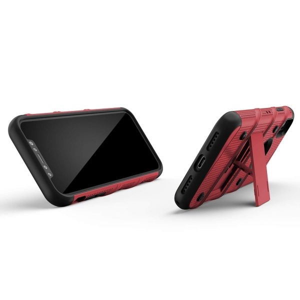 Zizo iPhone XR Bolt Serisi Kickstand Klf (MIL-STD-810G)-Red