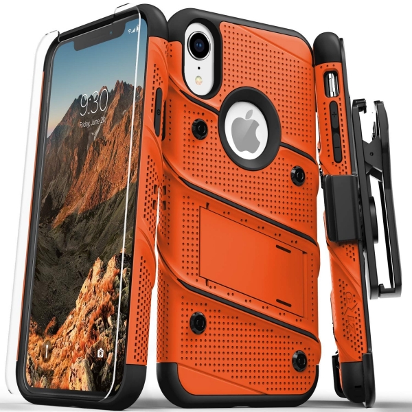 Zizo iPhone XR Bolt Serisi Kickstand Klf (MIL-STD-810G)-Orange