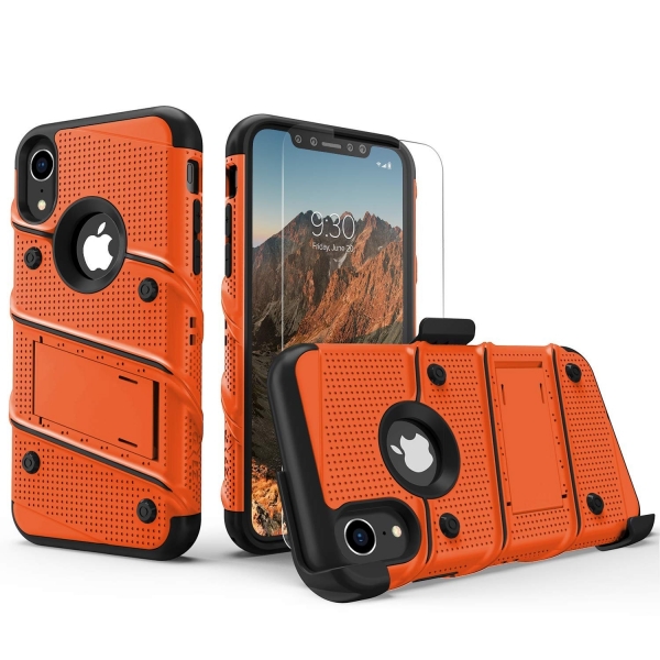 Zizo iPhone XR Bolt Serisi Kickstand Klf (MIL-STD-810G)-Orange