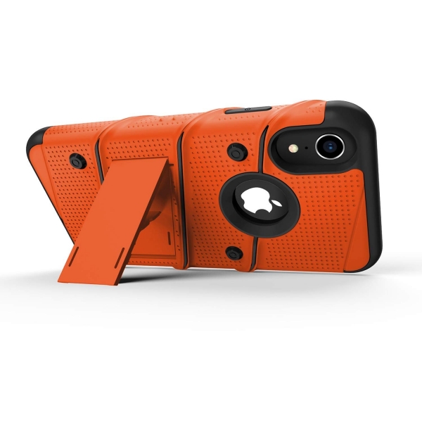 Zizo iPhone XR Bolt Serisi Kickstand Klf (MIL-STD-810G)-Orange