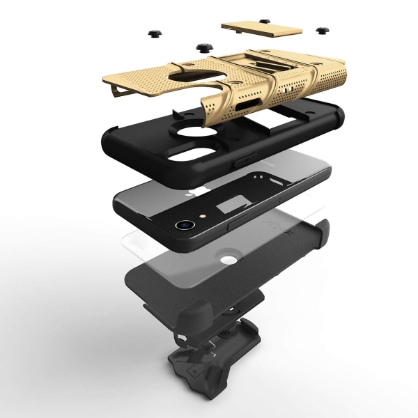 Zizo iPhone XR Bolt Serisi Kickstand Klf (MIL-STD-810G)-Gold