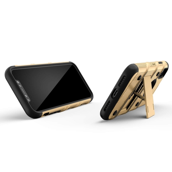 Zizo iPhone XR Bolt Serisi Kickstand Klf (MIL-STD-810G)-Gold