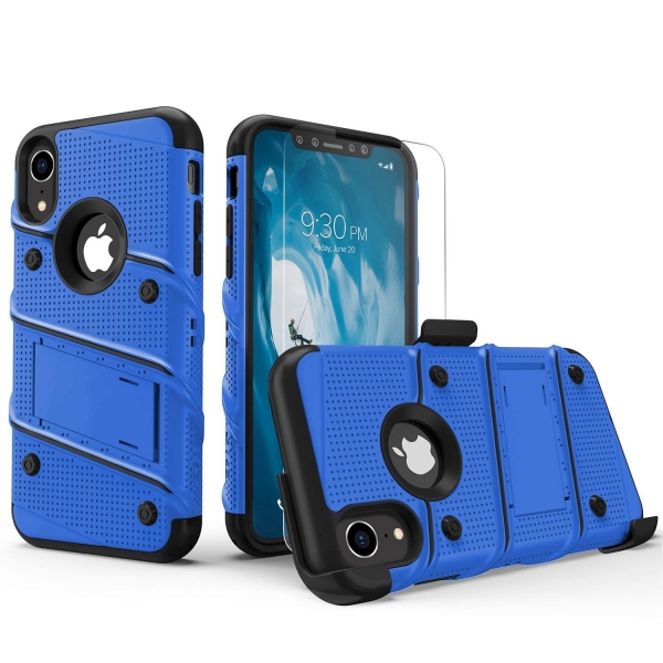Zizo iPhone XR Bolt Serisi Kickstand Klf (MIL-STD-810G)-Blue