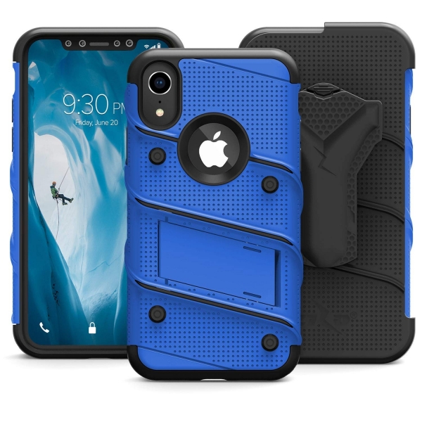 Zizo iPhone XR Bolt Serisi Kickstand Klf (MIL-STD-810G)-Blue