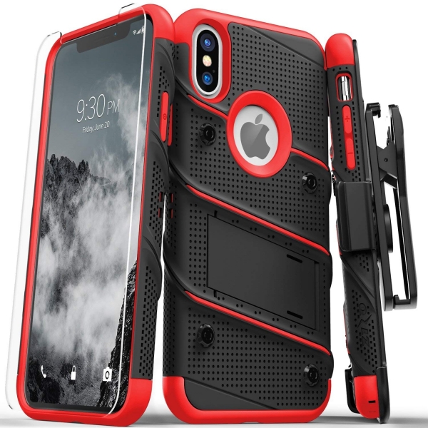 Zizo iPhone XS Max Bolt Serisi Klf (MIL-STD-810G)-Black Red