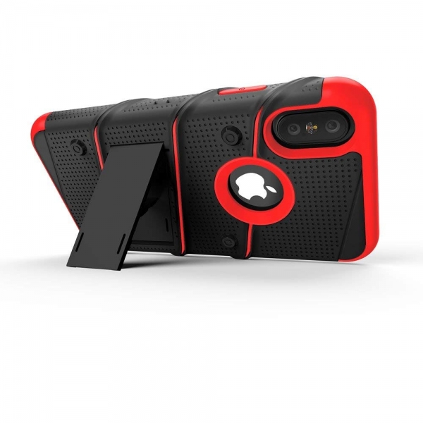 Zizo iPhone XS Max Bolt Serisi Klf (MIL-STD-810G)-Black Red