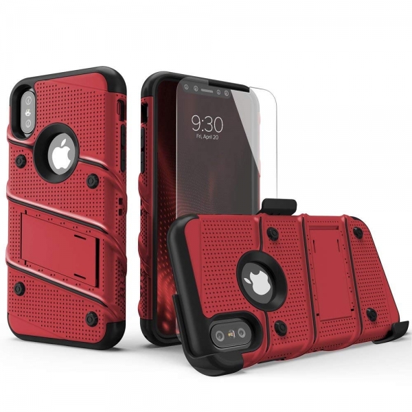 Zizo iPhone XS Max Bolt Serisi Klf (MIL-STD-810G)-Red
