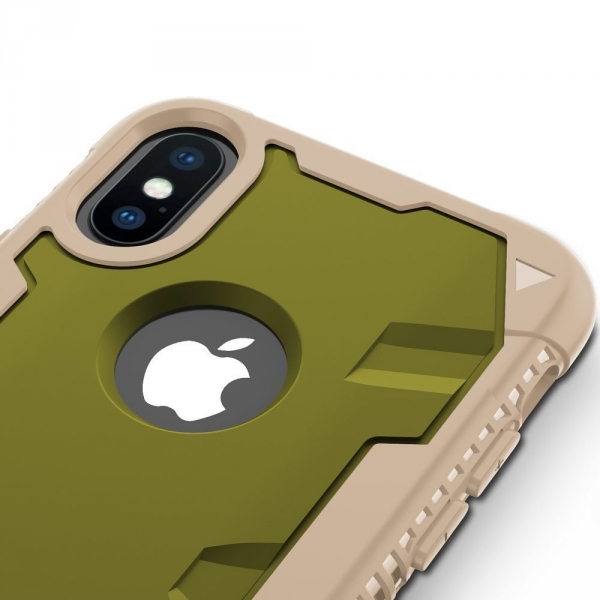 Zizo iPhone XS Proton 2.0 Klf (MIL-STD-810G)-Desert Tan-Camo Green