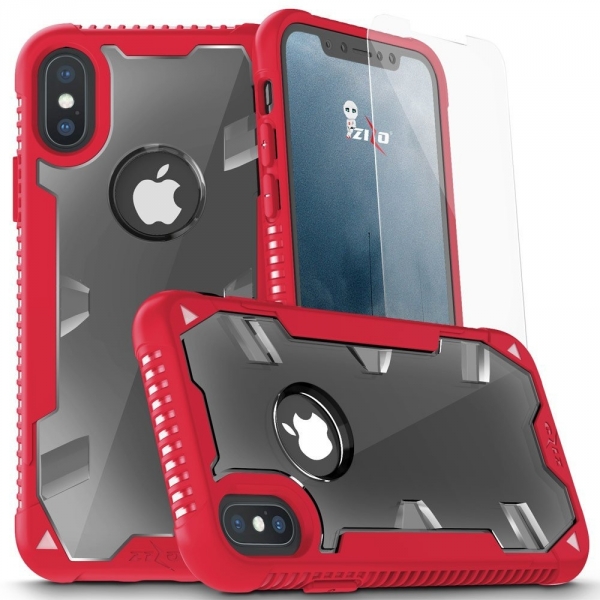 Zizo iPhone X Proton 2.0 Klf (MIL-STD-810G)-Red-Clear