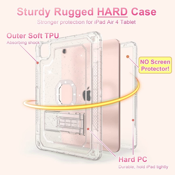 ZoneFoker Standl iPad Air Klf (10.9 in)(4. Nesil)-Clear Glitter