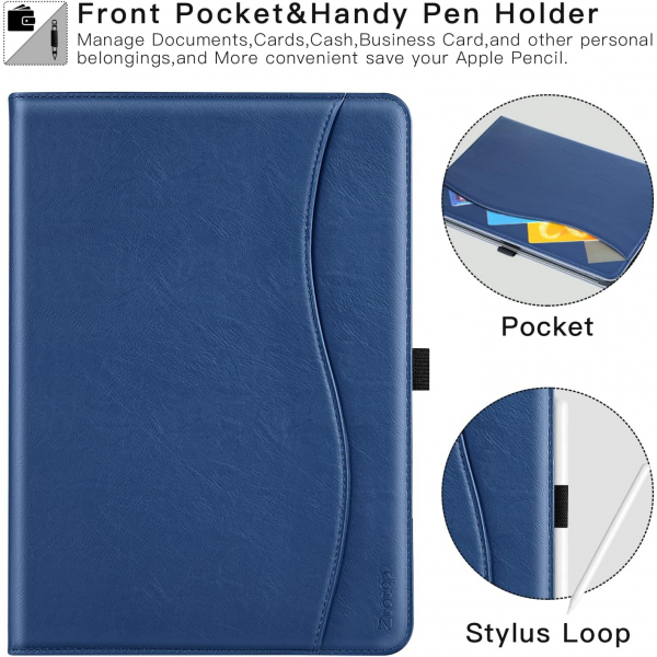 Ztotop Apple iPad A16 Deri Klf (11 in)-Blue