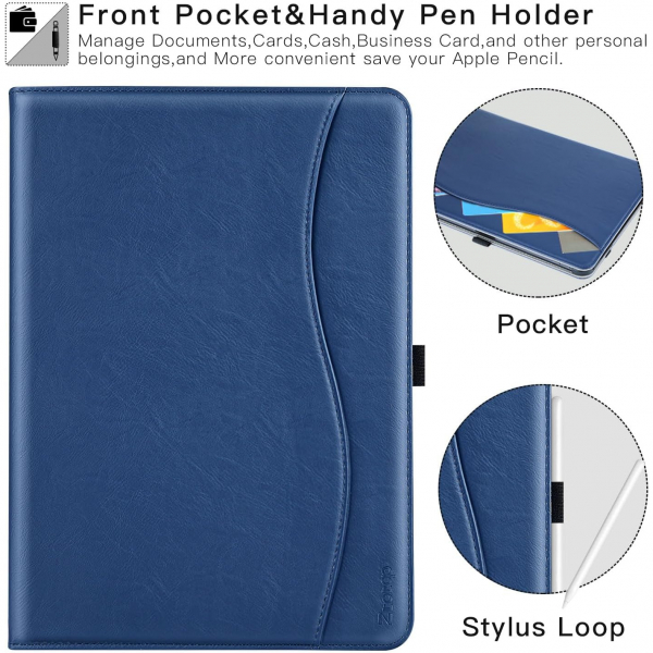 Ztotop Deri iPad Pro M4 Klf (11 in)-Navy Blue