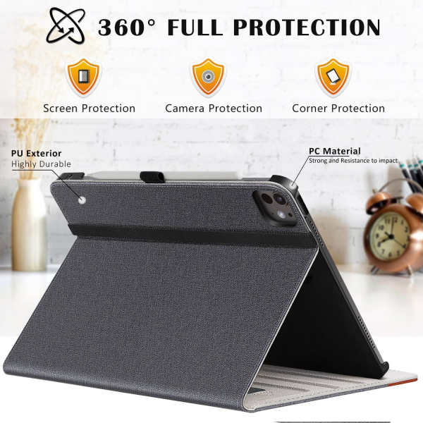 Ztotop Deri iPad Pro M4 Klf (11 in)-DenimBlack