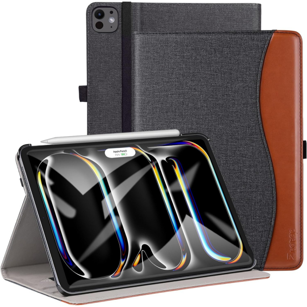 Ztotop Deri iPad Pro M4 Klf (11 in)-DenimBlack