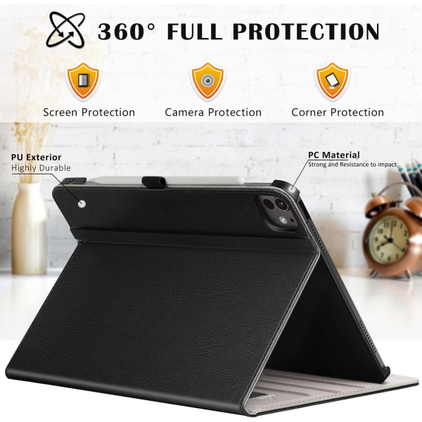 Ztotop Deri iPad Pro M4 Klf (11 in)-Black