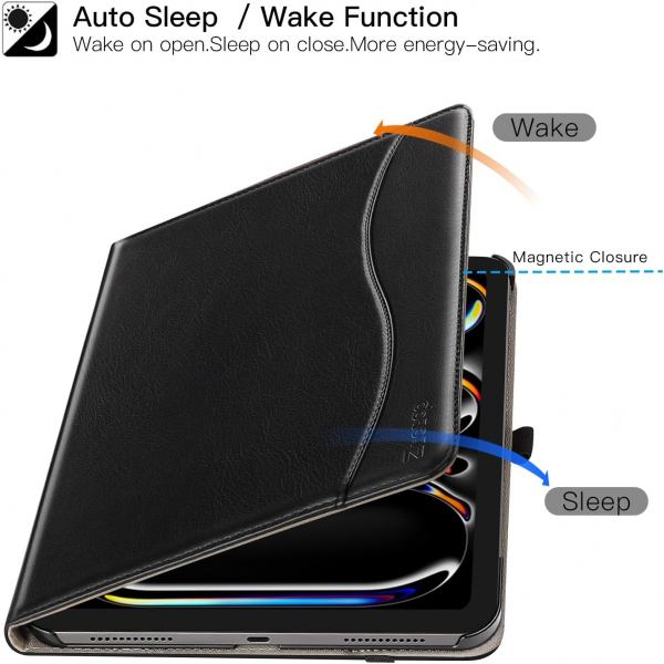 Ztotop Deri iPad Pro M4 Klf (11 in)-Black