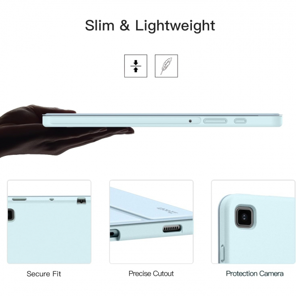 Ztotop Galaxy Tab S6 Lite Kalem Blmeli Klf (10.4 in)-Sky Blue