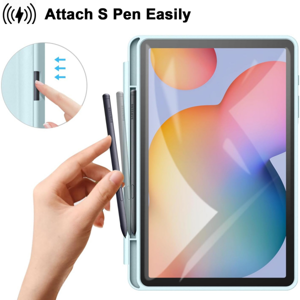 Ztotop Galaxy Tab S6 Lite Kalem Blmeli Klf (10.4 in)-Sky Blue