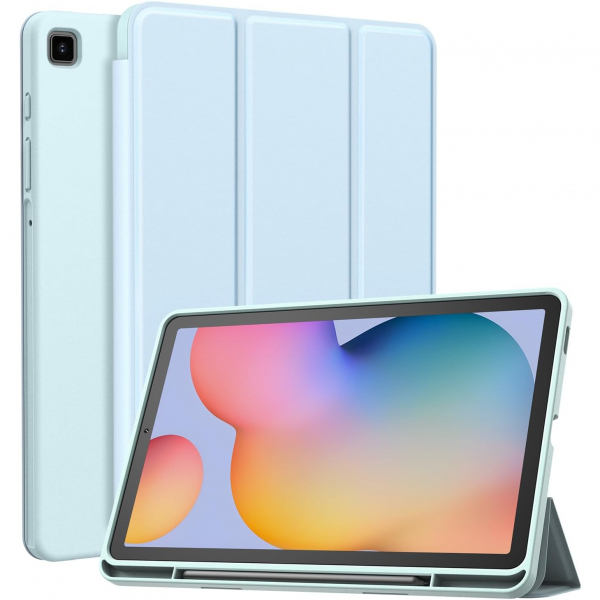 Ztotop Galaxy Tab S6 Lite Kalem Blmeli Klf (10.4 in)-Sky Blue