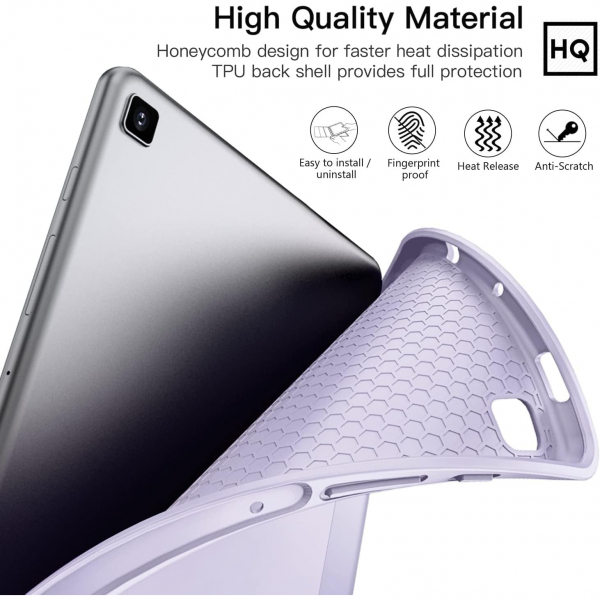Ztotop Galaxy Tab S6 Lite Kalem Blmeli Klf (10.4 in)-Purple