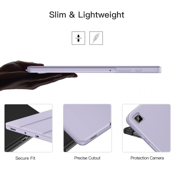 Ztotop Galaxy Tab S6 Lite Kalem Blmeli Klf (10.4 in)-Purple