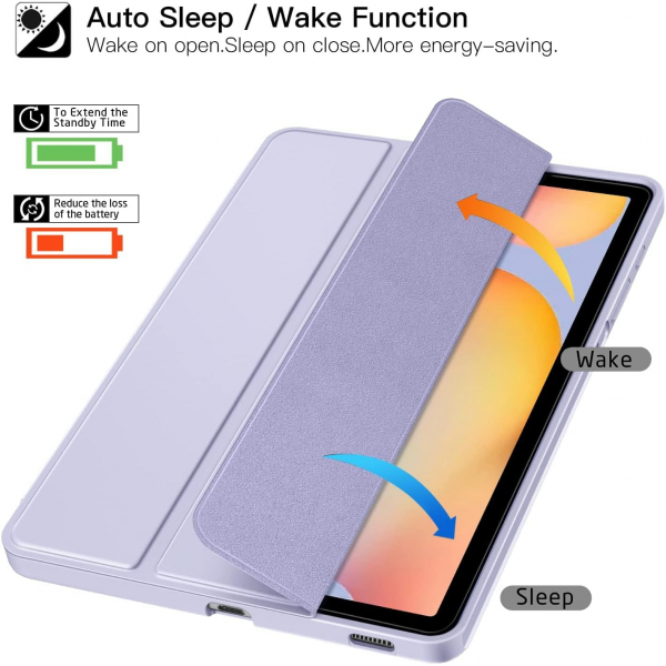 Ztotop Galaxy Tab S6 Lite Kalem Blmeli Klf (10.4 in)-Purple