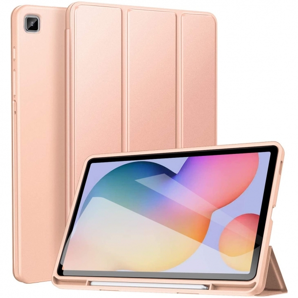 Ztotop Galaxy Tab S6 Lite Kalem Blmeli Klf (10.4 in)-Rose Gold