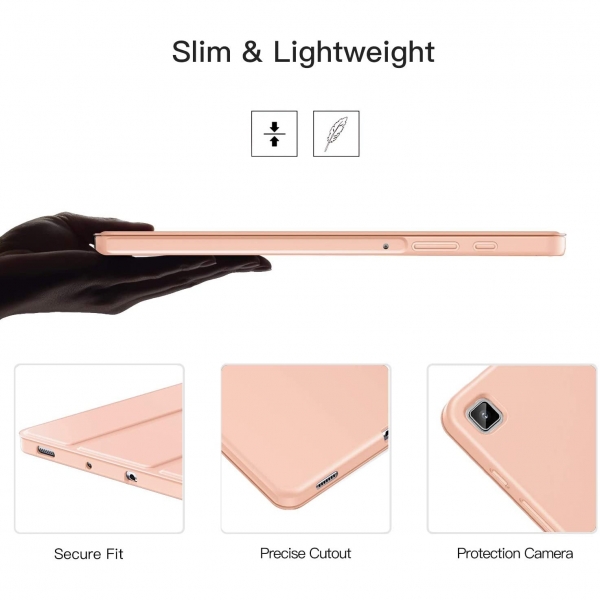 Ztotop Galaxy Tab S6 Lite Kalem Blmeli Klf (10.4 in)-Rose Gold