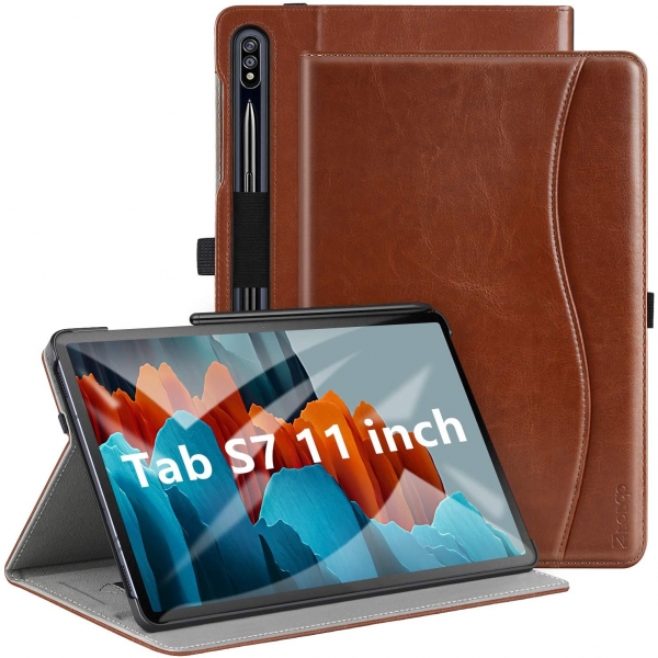 Ztotop Galaxy Tab S7 Deri Stand Klf (11 in)-Brown