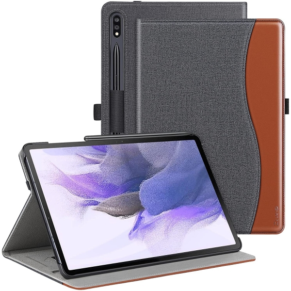 Ztotop Galaxy Tab S7 FE Deri Stand Klf (12.4 in)-DenimBlack