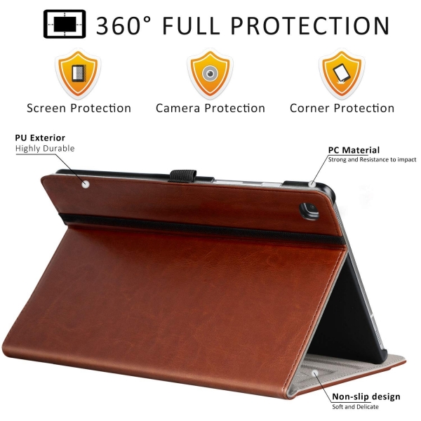 Ztotop Samsung Galaxy Tab S5e Deri Stand Klf-Brown