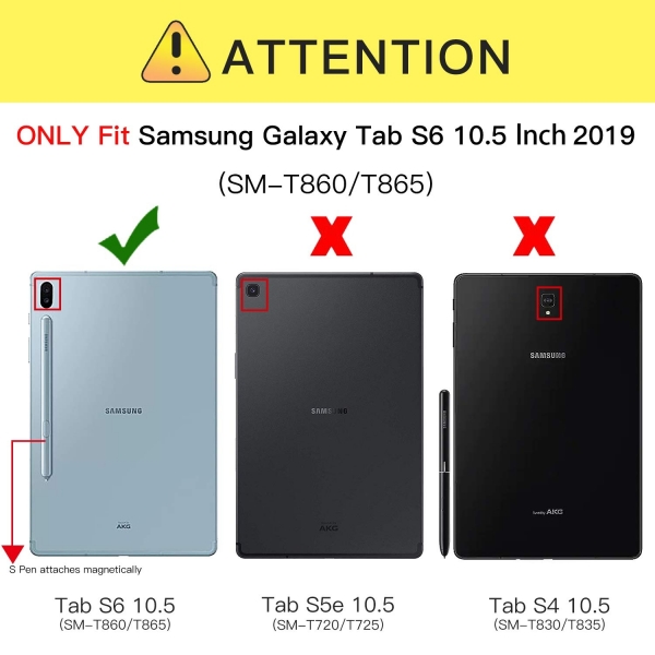 Ztotop Samsung Galaxy Tab S6 Deri Standl Klf (10.5 in)-Black